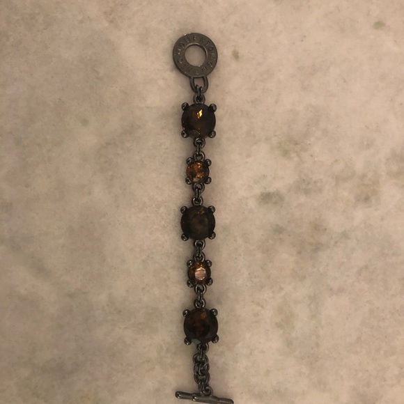 Gun metal bracelet with dark brown stones - Picture 3 of 3